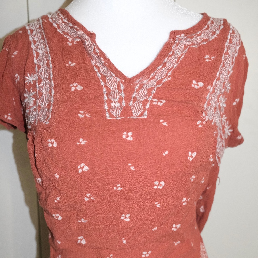 orange embroidered blouse for women